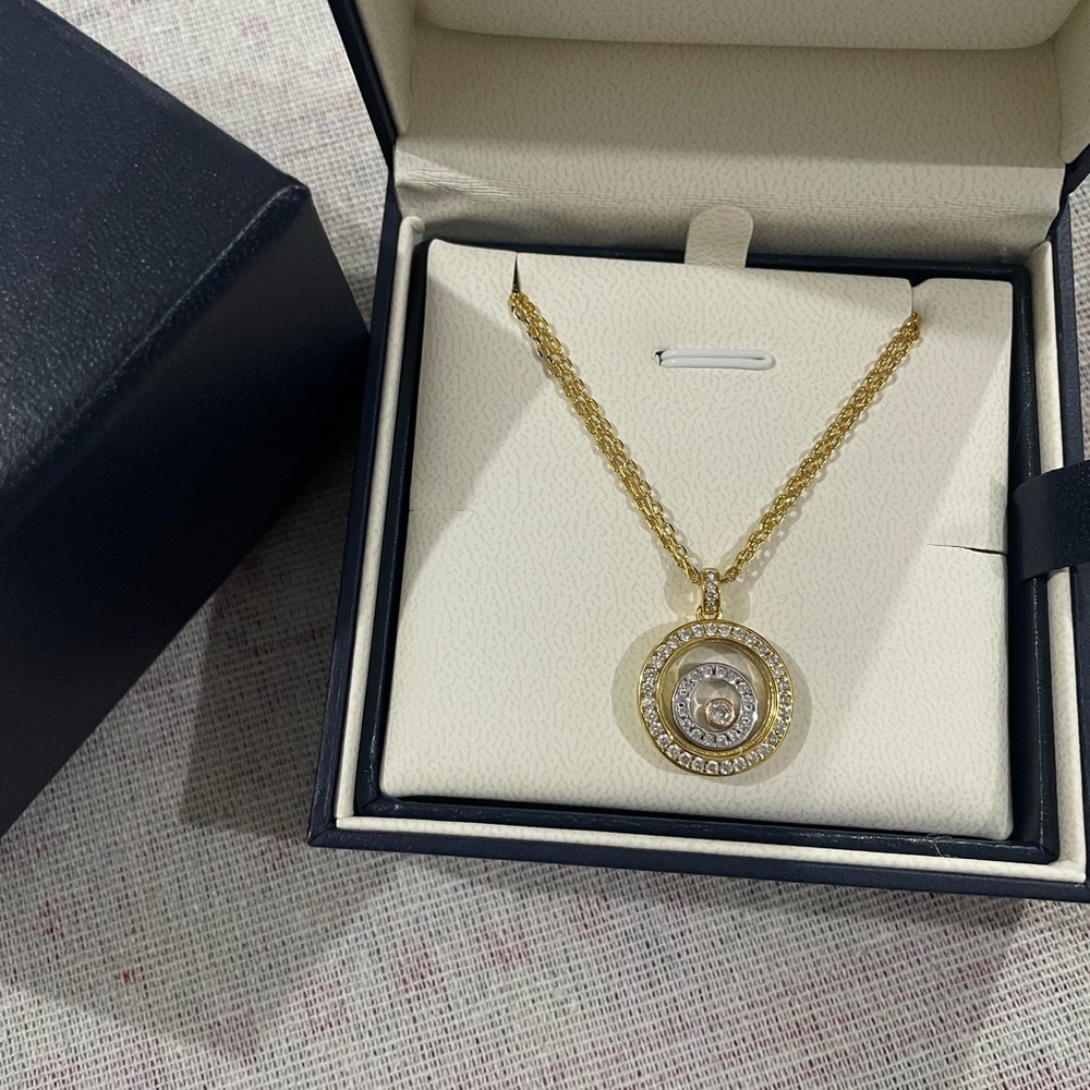 Chopard Gold and Crystal Circular Pendant Necklace - Picture 2 of 14